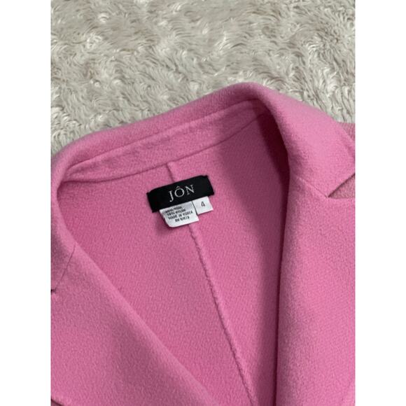 Vintage 80s Jôn Tailored Flocked Wool Knit Blazer Jacket Collared Candy Pink - Picture 8 of 14